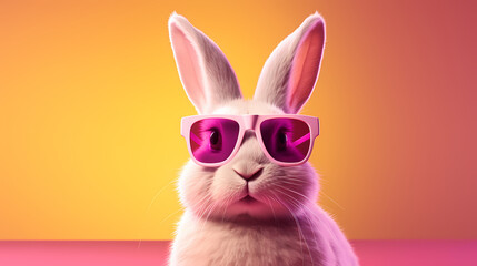 Fototapeta premium A happy white Easter bunny