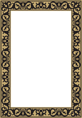 Vector golden and black square turkish ornament. Endless ottoman national border, frame..