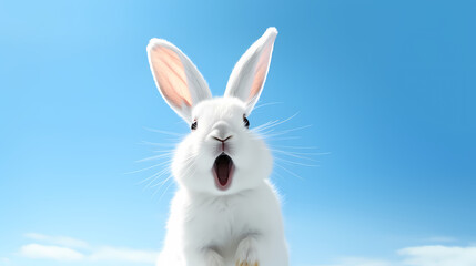 A happy white Easter bunny