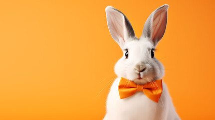 Fototapeta premium A happy white Easter bunny