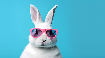 A happy white Easter bunny