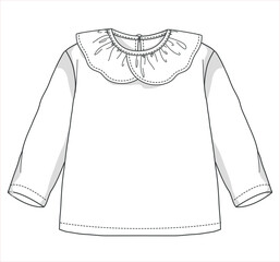 Baby clothing collection designs, baby clothes template, technical drawing flat sketch vector illustration