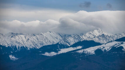 Scenic landscape of Fagaras mountains in the Romanian Carpathians