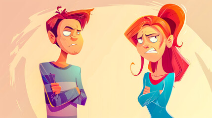Cartoon couple argument - disagreement expression
