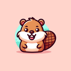 Beaver-Cute-Mascot-Logo-Illustration-Chibi-Kawaii is awesome logo, mascot or illustration for your product, company or bussiness