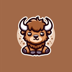 Bison-Cute-Mascot-Logo-Illustration-Chibi-Kawaii is awesome logo, mascot or illustration for your product, company or bussiness