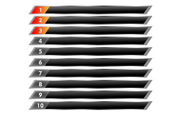 Leaderboard design with 10 rows on black background