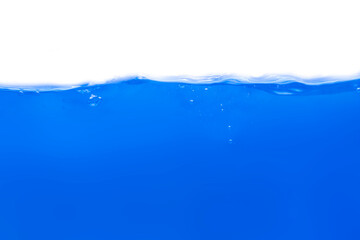 Clear water surface in a square shaped glass like a sea or a separate fish tank on a white...