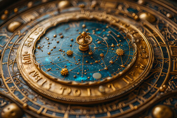 Astrological gold and blue watch with a star at the top