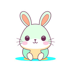 a cute mascot Rabbit logo, simple, vector art, flat design, white background