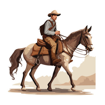 A mule riding adventure with a mule. Vector.