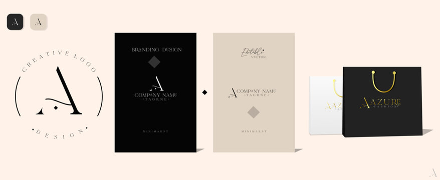 A letter logo design. Minimalist A letter logo design. Premium. Logo presentation template. A letter vector. Finance. Vintage. Minimal. Business logo. Luxury.