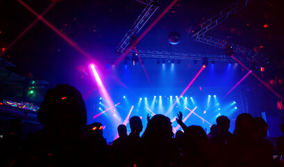 Party activities to celebrate social events Nightlife, pub, band Party in the shadows and colorful lights