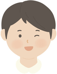 윙크하는 남자 학생 청년 얼굴 일러스트