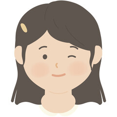 윙크 하는 여자 학생 미소 일러스트