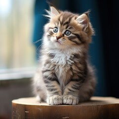 A Kitten Sitting and Looking Curious