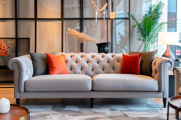 Grey modern style sofa in american style living room