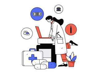 Medical characters fighting the epidemic flat vector concept operation hand drawn illustration
