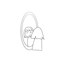 Little girl look at herself in the mirror