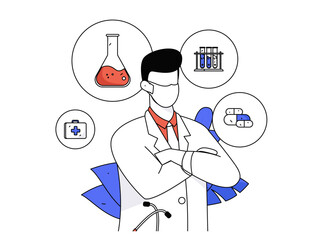 Medical characters fighting the epidemic flat vector concept operation hand drawn illustration

