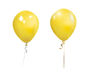 Yellow balloons and golden star confetti for birthday party or balloon festival design.