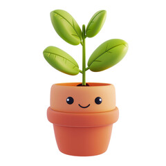 Digital illustration of a smiling cartoon plant in a terracotta pot, depicting growth and happiness.