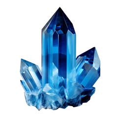 blue crystal gem, gemstone isolated on transparent background