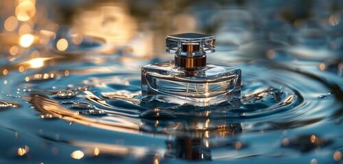 A captivating image of a perfume bottle, bathed in natural light and captured in high-definition.