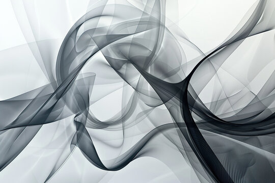 horizontal abstract transparent image of grey waves floating background Generative AI
