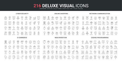Ecommerce and delivery line icons set. Rating and like in social media, online store in favorites, update and cloud upload, testing and code optimization thin black outline symbols vector illustration