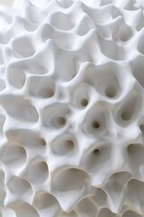 A picture of a 3D abstract pattern, liquid texture, white soft surface full of holes and wrinkles, AI Generated.