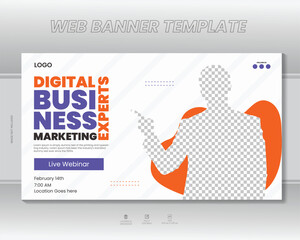 Online marketing webinar web banner and youtube thumbnail template