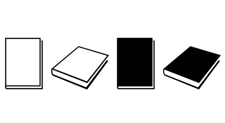 book - set of black and white simple symbol of closed books, vector illustration isolated on white