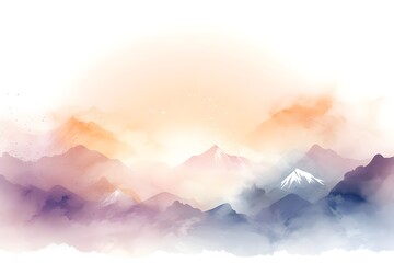 A watercolor painting of mountains with a sky background
