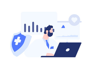 Medical characters fighting the epidemic flat vector concept operation hand drawn illustration
