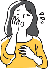 頬に手を当てて困っている女性