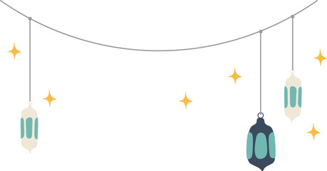 Islamic Lantern and Star Decoration, Hanging Decoration, Doodle, Hiasan Bintang dan Lentera Gantung