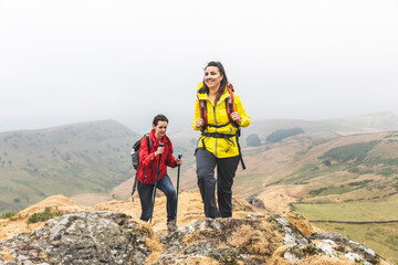 Women hiking in the Peak District in England - 754223138