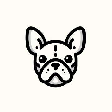 vector closeup portrait of the domestic dog French Bulldog breed logo icon sticker tattoo