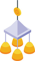 Decorative wind chime icon isometric vector. Home sound arrangement. Ornamental tinkling bells