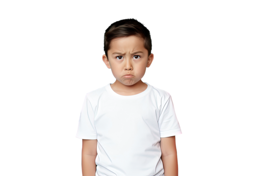 Close up of an angry caucasian kid