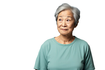 Close up of a worried chinese old woman - obrazy, fototapety, plakaty