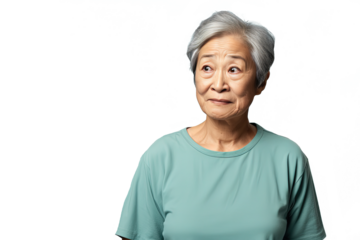 Close up of a worried chinese old woman