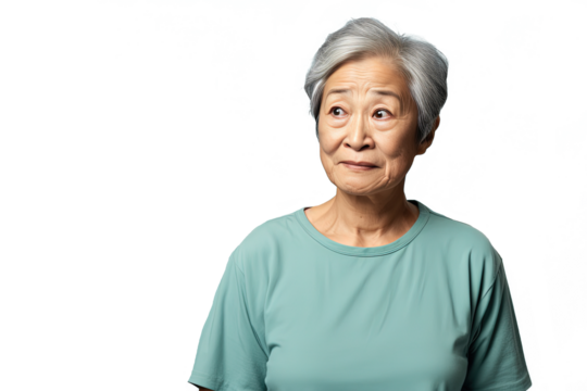 Close up of a worried chinese old woman