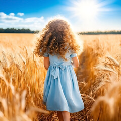 girl in a wheat field in summer. 