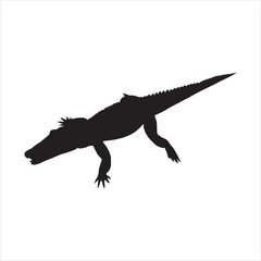 crocodile silhouette set collection isolated black on white background vector illustration