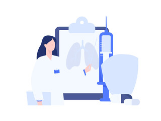 Medical characters fighting the epidemic flat vector concept operation hand drawn illustration
