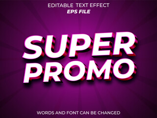 super promo text effect, font editable, typography, 3d text. vector template