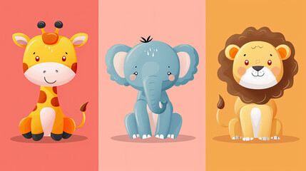 illustration of animals for nursery room wallpapers and learning in pre schools