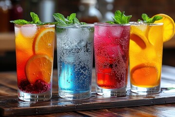 soft drink being poured into glass. tonic cocktails